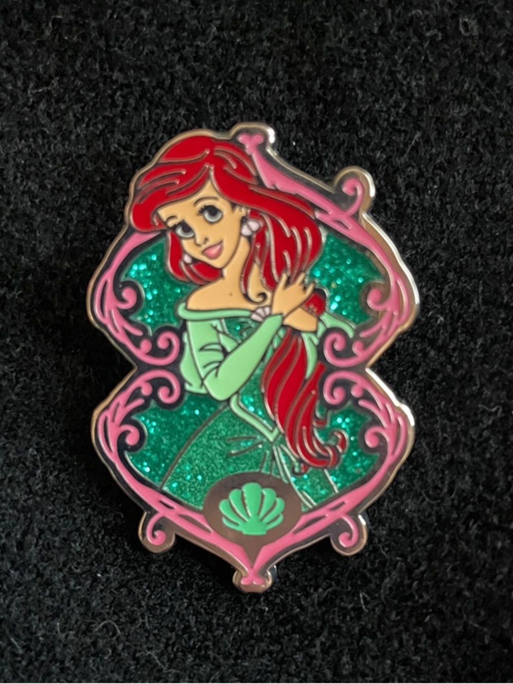 Disney Ariel Enamel Brooch in Red, Green and Pink
